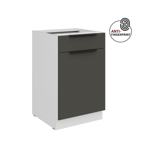 Küchen Unterschrank 50 cm Küche ARIA Graphite matt Anti Fingerprint Küchenzeile
