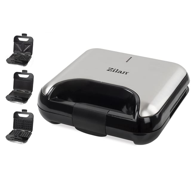 Zilan 3in1 Sandwichmaker Kontaktgrill Waffeleisen Antihaftbeschichtung 800W