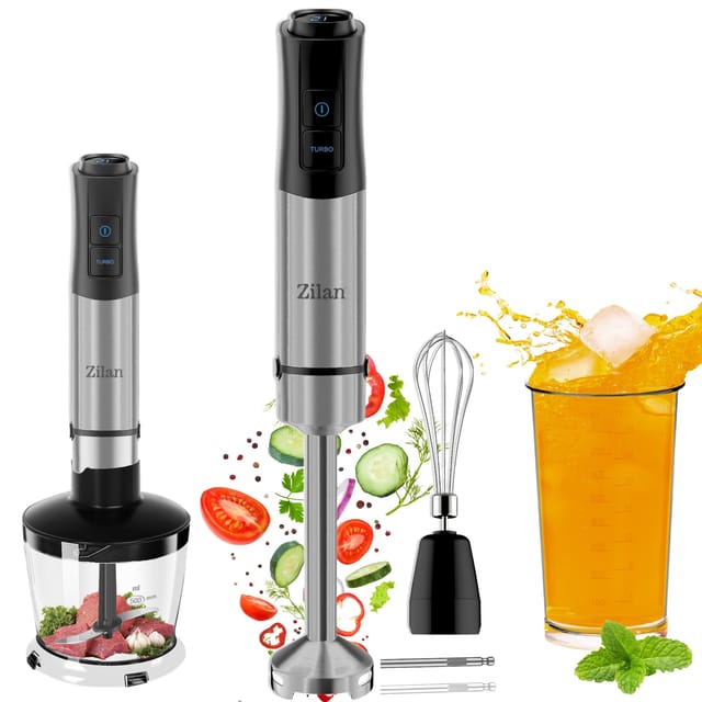 Zilan 5-in-1 Stabmixer Set 12 Geschwindigkeitsstufen Edelstahlgehäuse 1200W