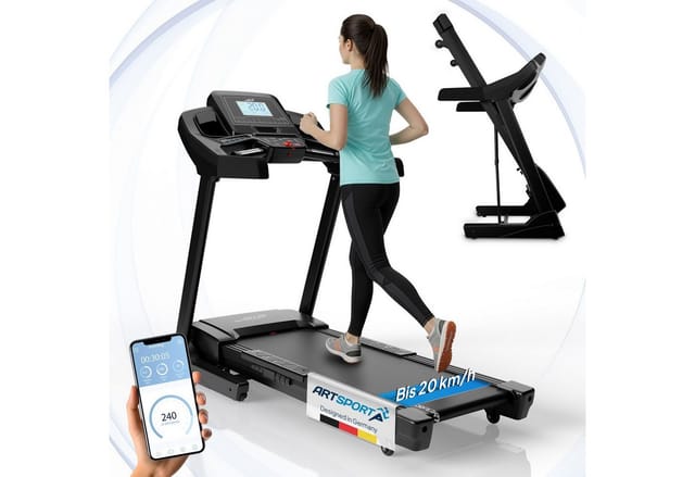 ArtSport Laufband Speedrunner 7000, 20 km/h elektrisch, klappbar mit App & MP3 – Schwarz
