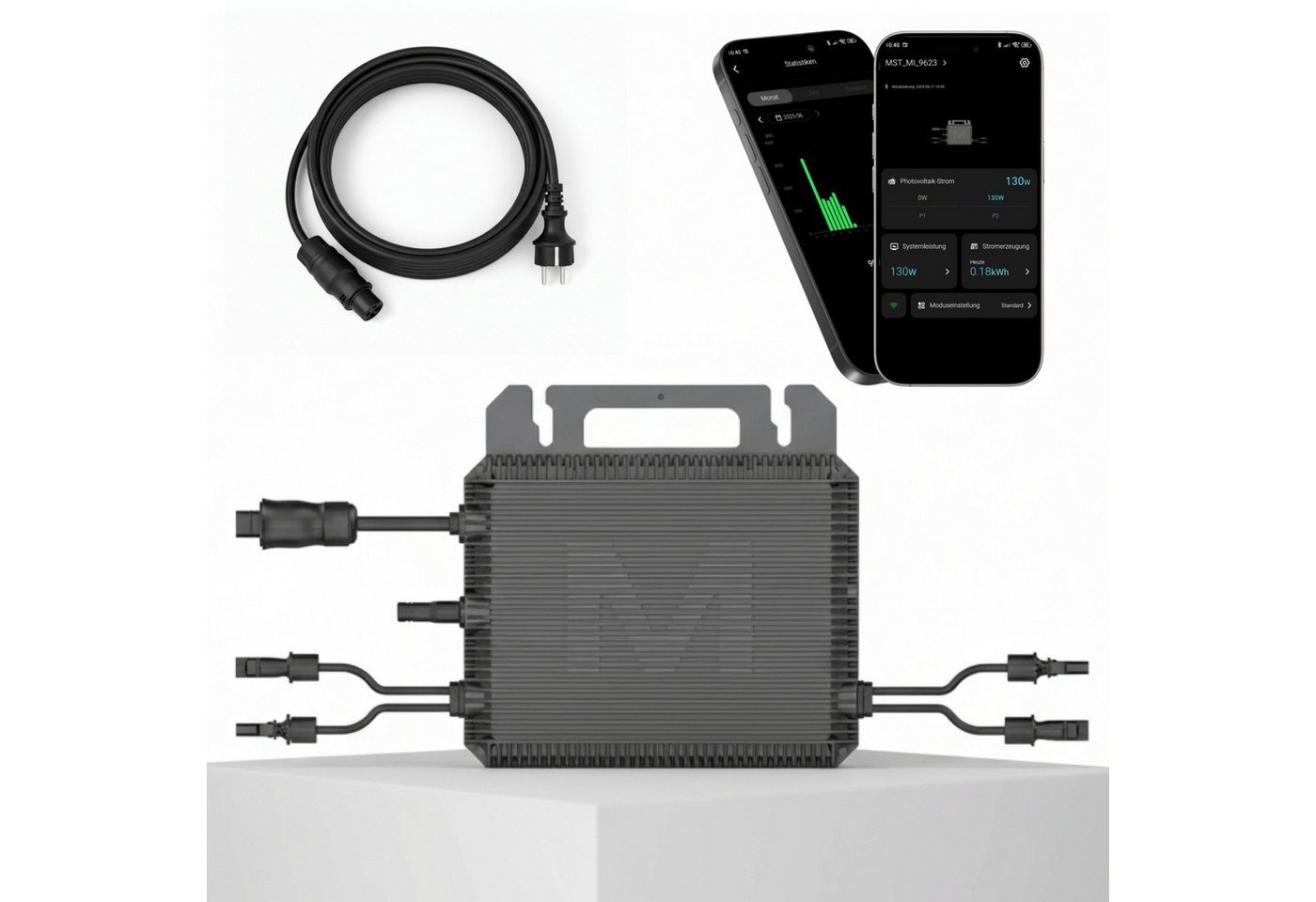 MARSTEK Mikro-Wechselrichter 800 W MST-MI0800 für Balkonkraftwerk, IP67 wetterfest, Plug-&-Play Installation, 2 MPPT, Bluetooth & WIFI, inkl. 5 m Anschlusskabel, Micro Inverter Bild 4