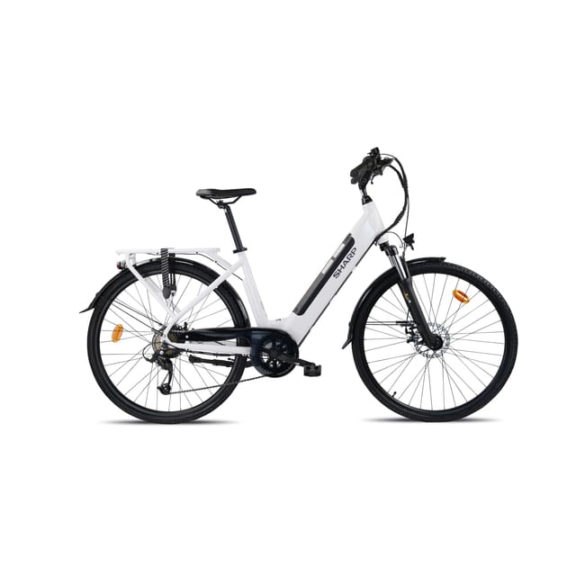 SHARP ED05EW - City e-Bike für Damen - 28 Zoll Tiefeinsteiger (250W, 7-Gang Shimano, 80km Reichweite,