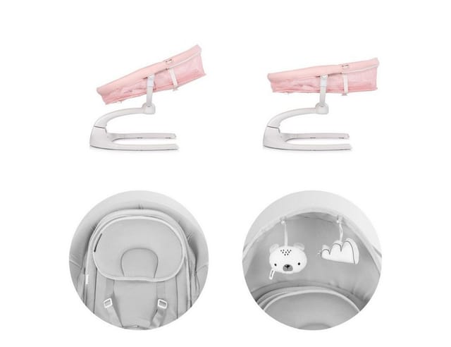 Chipolino Babywippe E-Sway Fernbedienung Musik Bluetooth Plüschtiere Timer Gurt rosa