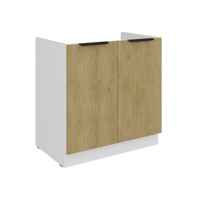 Küchen Spülenunterschrank 80 cm CREMONA Eiche hell Küche Küchenzeile Küchenblock