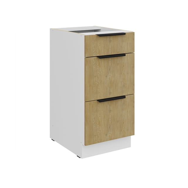 Küchen Unterschrank 40 cm CREMONA Eiche Vollauszug Soft-Close Küche Küchenzeile