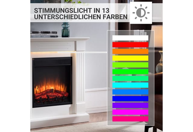 BALDERIA Elektrokamin Ladina - Standkamin mit Heizung 2000 W, weiss