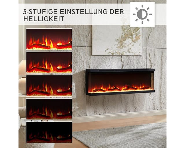 BALDERIA Elektrokamin Orson 50 - Einbaukamin mit Heizung 1800 W