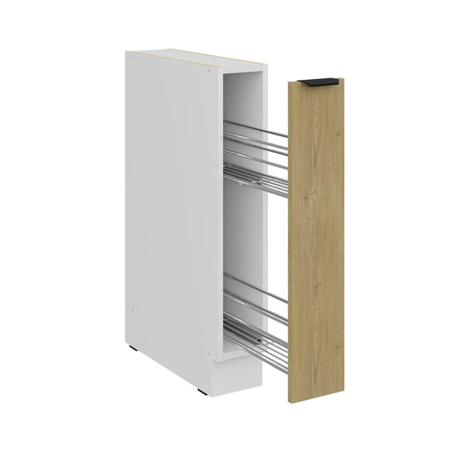Küchen Unterschrank Schrankauszug 15 cm CREMONA Eiche + Weiß Küche Küchenzeile