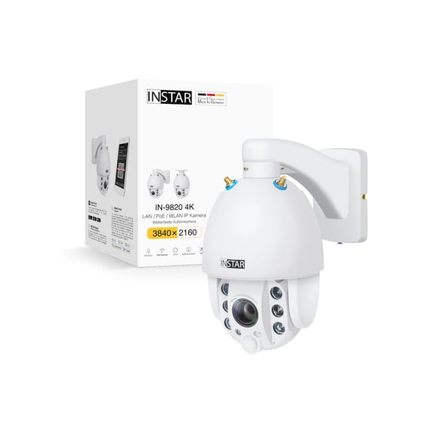 INSTAR IN-9820 4K steuerbare Überwachungskamera mit LAN / WLAN und PoE, Weiß