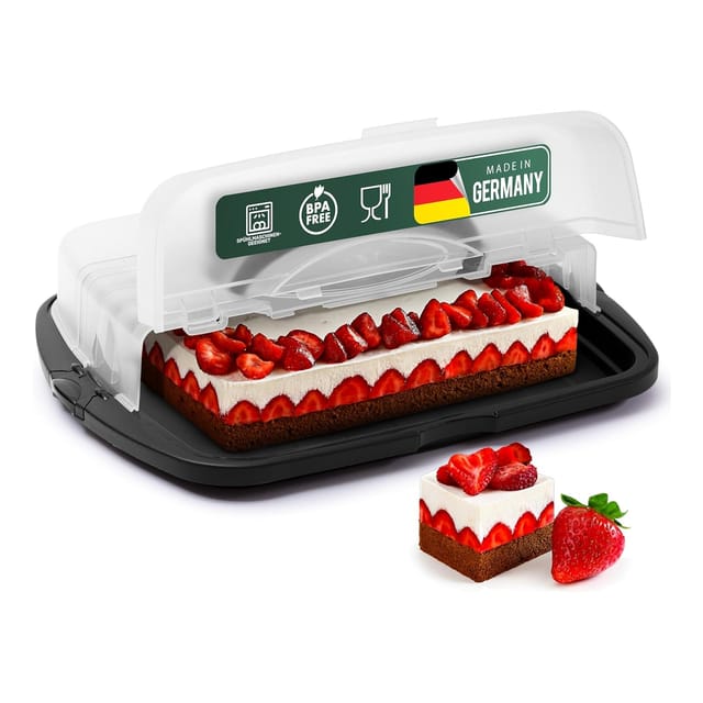 Novaliv 2x Kuchen-Transportbox XL (Rechteckig 47 x 35 x 11 cm), Aufbewahrungsbox aufklappbar, Party-Box Container Tortentransportbox Tortenbehälter Behälter, Kuchen Torten Muffins Desserts Buffet