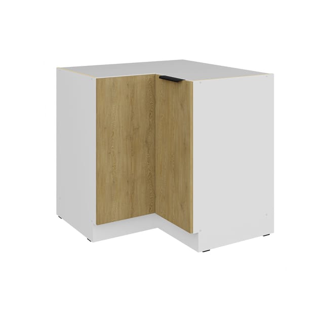 Küchen Eckunterschrank 90x90 cm CREMONA Eiche hell + Weiß Küche Küchenzeile