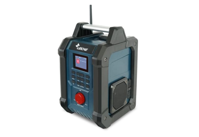 LEICKE DAB+ Baustellenradio, staub- und spritzwassergeschützt, Dual-Weckalarm