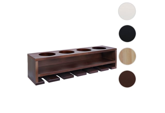 Weinregal MCW-P21, Glas-/Flaschenhalter Wandbar Regal für 4 Flaschen/6 Gläser Holz MVG-zertifiziert 12x48x12cm ~ braun