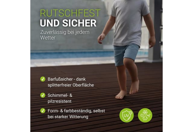 Juskys WPC Terrassendielen 2 m² – 220 cm Dielen, wetterfest inkl. Unterkonstruktion – Braun