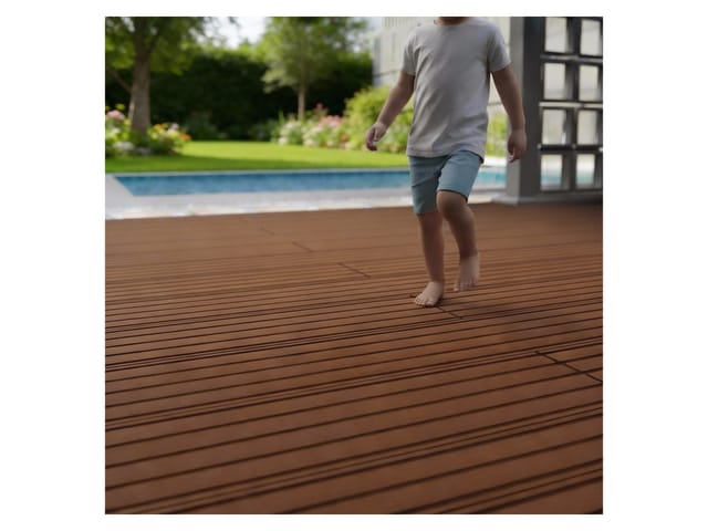 Juskys WPC Terrassendielen 10 m² – 220 cm Dielen, wetterfest inkl. Unterkonstruktion – Teak