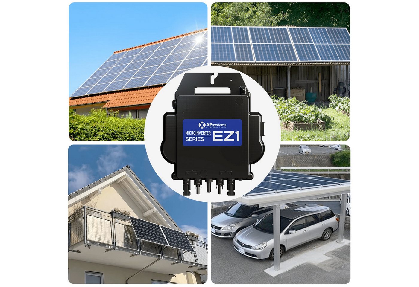 AP Systems Mikro-Wechselrichter 800 W EZ1-M-EU für Balkonkraftwerk, IP67 wetterfest, Plug&Play Installation, 2 MPPT, Bluetooth & WIFI, inkl.5m Anschlusskabel & 4x1m Solar-Verlängerungen Micro Inverter Bild 5