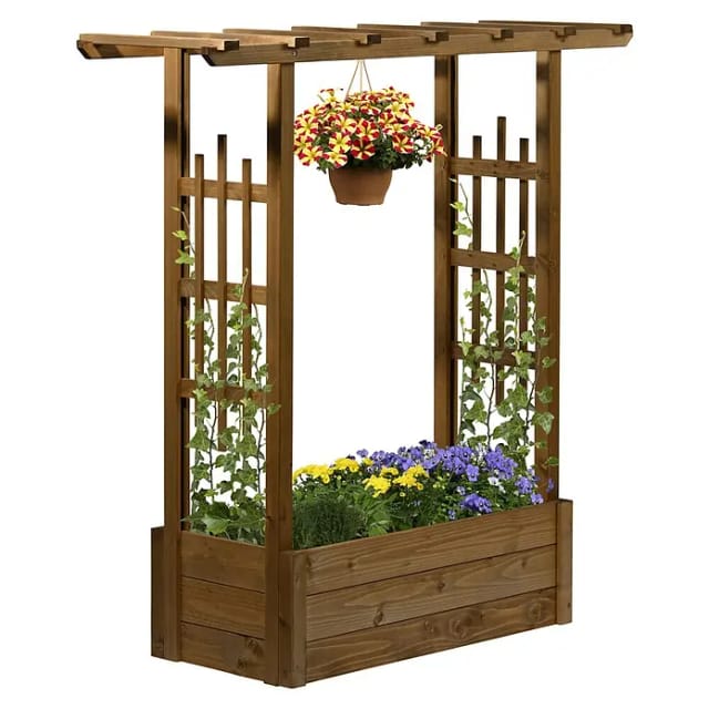dobar Pflanzkasten "Pergola" aus Holz, Braun
