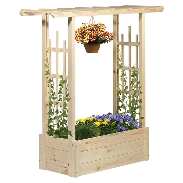 dobar Pflanzkasten Pergola aus Holz, Natur