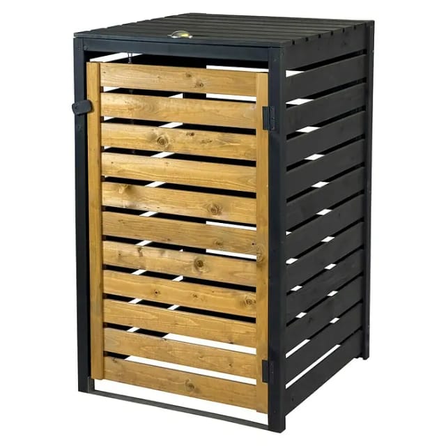 dobar Mülltonnenverkleidung 120 L, schwarz-braun