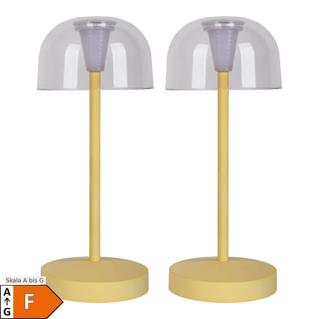 Näve 2er-Set Akku-/Tischleuchte "GOMBA" H: 18,5cm gelb