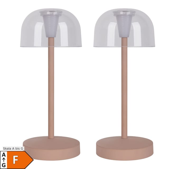 Näve 2er-Set Akku-/Tischleuchte "GOMBA" H: 18,5cm frosted almond