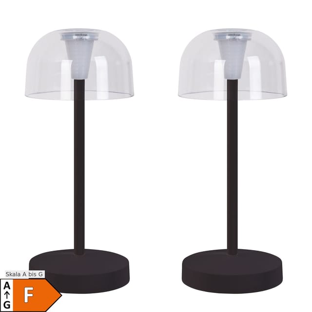 Näve 2er-Set Akku-/Tischleuchte "GOMBA" H: 18,5cm schwarz