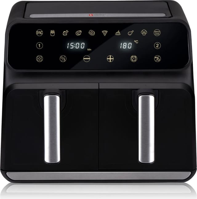 ALPINA Doppel-Heißluftfritteuse Airfryer, 1700 Watt, 8 Liter, Schwarz