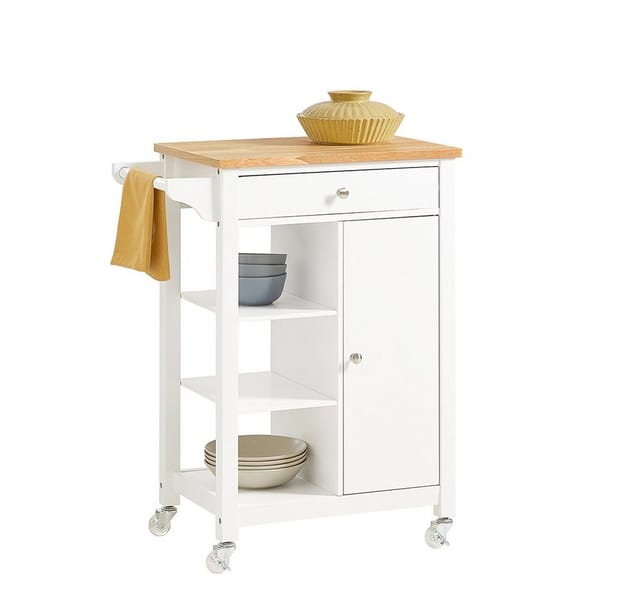 SoBuy Küchenwagen mit 1 Schublade Weiß 67,5x40x86,5cm Modern