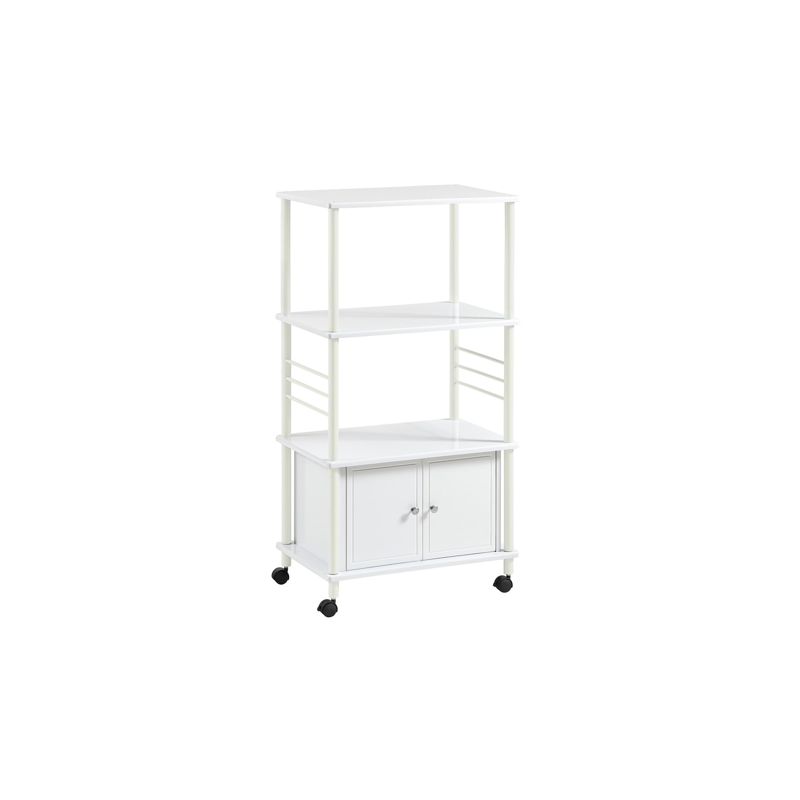 SoBuy Küchenwagen mit 3 Ablagen und 2 Türen Weiß 60x40x114cm Funktional