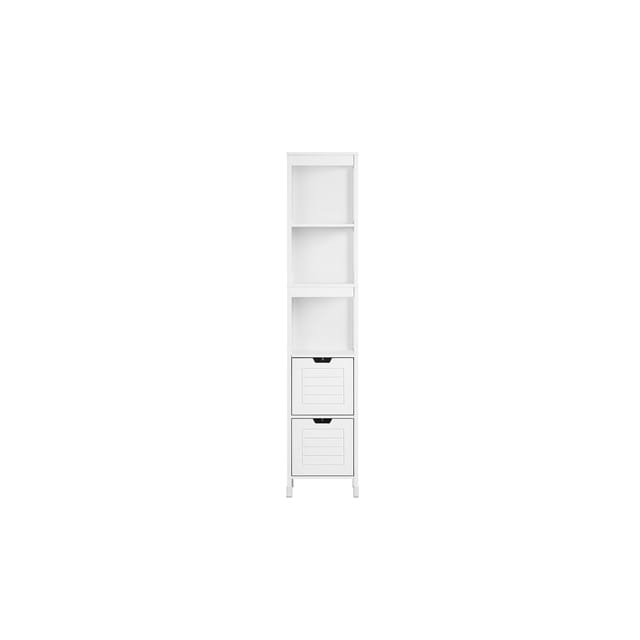 SoBuy Badezimmer-Hochschrank mit 2 Schubladen Weiß 30x30x145cm Modern
