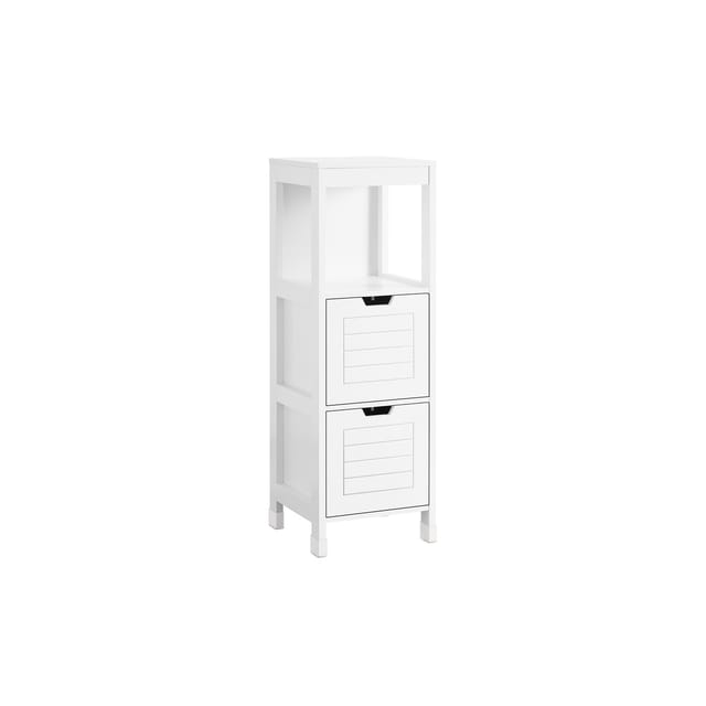 SoBuy Badunterschrank mit 2 Schubladen Weiß 30x30x90cm Rustikal