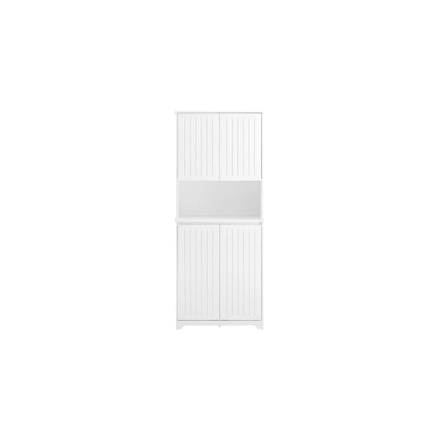 SoBuy Badezimmer-Hochschrank mit 4 Türen Weiß 70x37x170cm Funktional