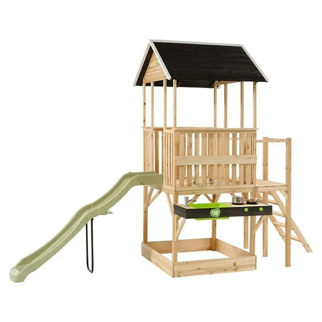 EXIT Panorama 550 Holzspielhaus mit Rutsche, Balkon und Küche