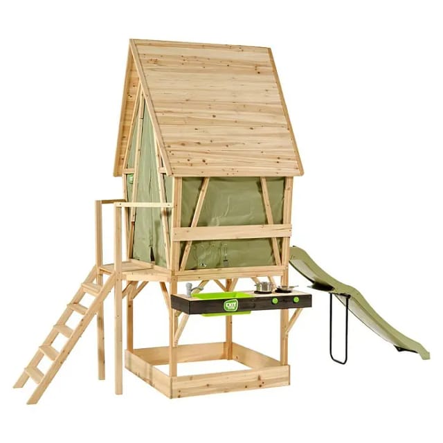EXIT Yuki 550 Holzspielhaus mit Rutsche, Balkon und Küche