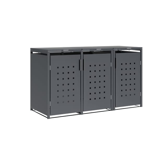 DEGAMO Mülltonnenbox TRIER 200x80x116cm für 3x Tonnen 120 und 240 Liter, Stahl anthrazit