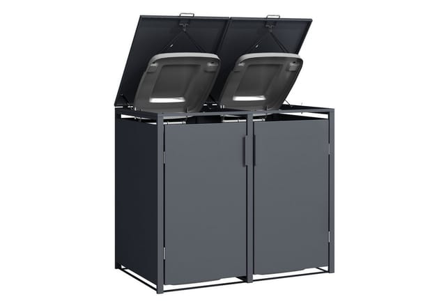 DEGAMO Mülltonnenbox MÜNCHEN 175x62x102cm für 3x KLEINE Tonnen 120 Liter, Stahl anthrazit