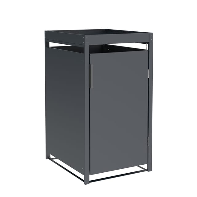 DEGAMO Mülltonnenbox ULM 68x80x124cm mit Pfanzkasten, für Tonnen 120 und 240 Liter, Stahl anthrazit