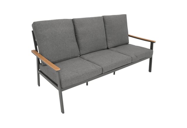 DEGAMO Lounge Set CALGARY, Alu anthrazit + Kunstholz braun, Polster grau