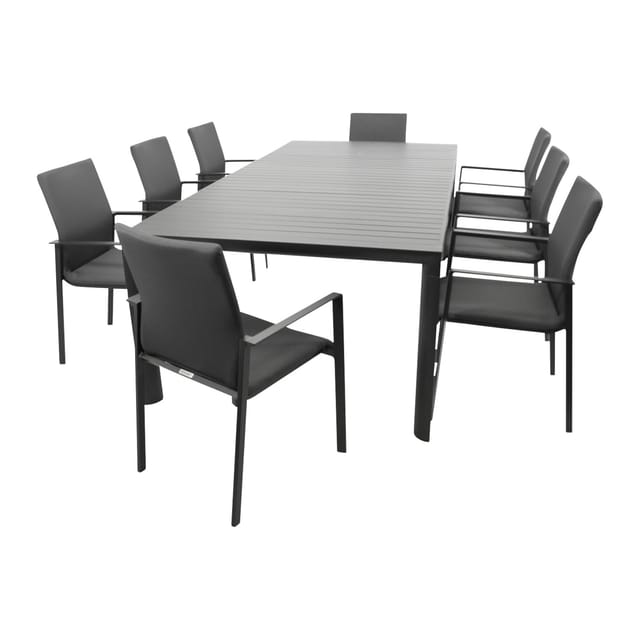 DEGAMO Garnitur LAGOS XL 9-teilig, Alu + Kunstgewebe dunkelgrau