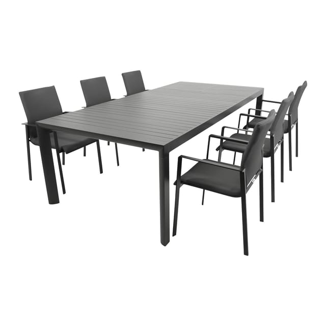 DEGAMO Garnitur LAGOS XL 7-teilig, Alu + Kunstgewebe dunkelgrau
