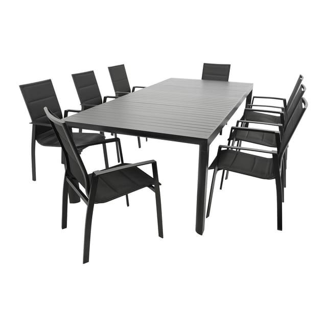 DEGAMO Garnitur LAGOS XL 9-teilig, Alu + Kunstgewebe schwarz