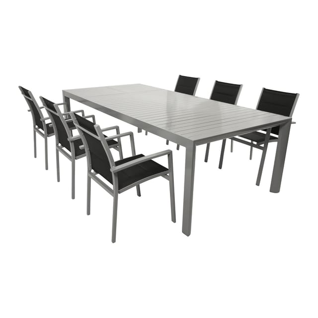 DEGAMO Garnitur BAGO XL 7-teilig, Alu + Kunstgewebe schwarz