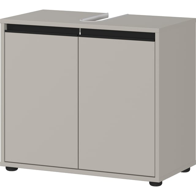 WB-Unterschrank 63x34x55cm 2 Türen & Soft-Close Siphonausschnitt Steingrau Made in Germany Badschrank Modern Kadima Design Serie HAMBURG