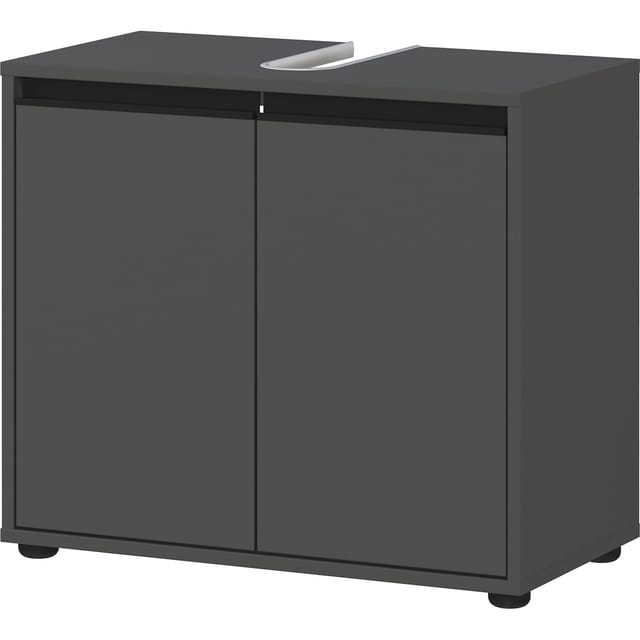 WB-Unterschrank 63x34x55cm 2 Türen & Soft-Close Siphonausschnitt Graphit Made in Germany Badschrank Modern Kadima Design Serie HAMBURG