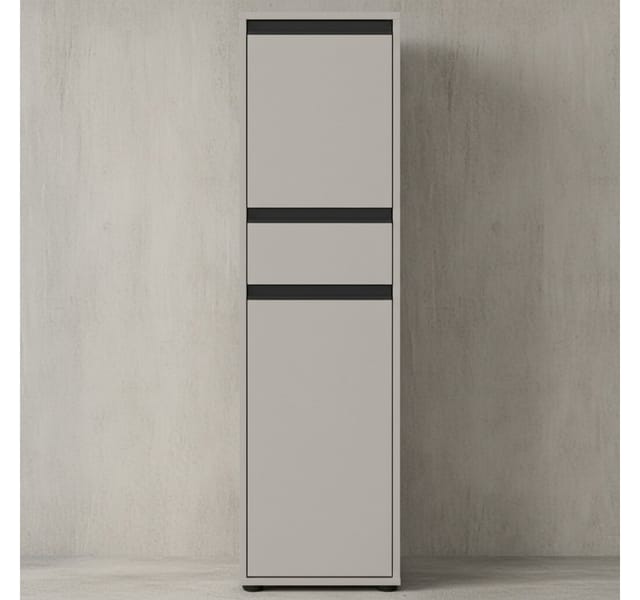 Badschrank HAMBURG Steingrau Soft-Close Dämpfung Melaminharzbeschichtung Nischenschrank schmal Midischrank Kadima Design