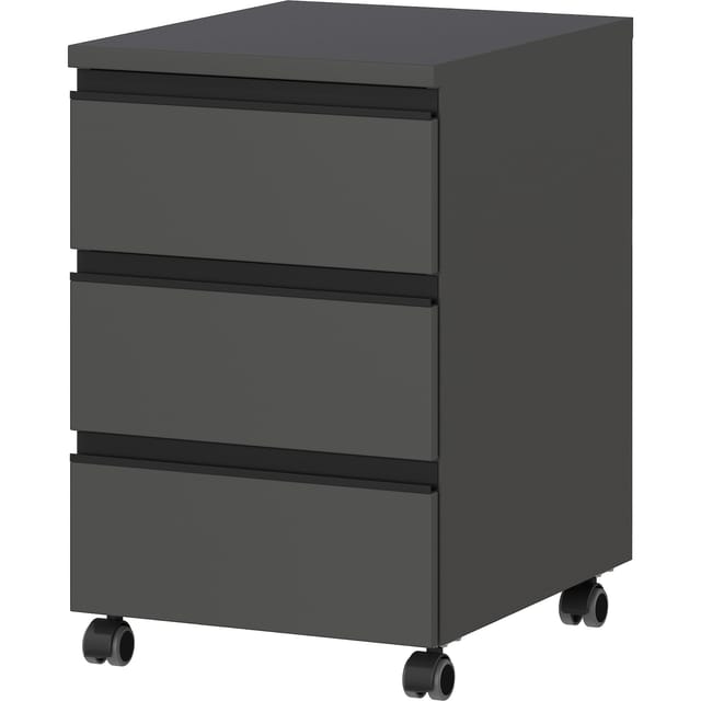 Rollcontainer 3 Schubladen Soft-Close 40x63x50 cm Bürocontainer Graphit Mobil auf Rollen Made in Germany Büromöbel "Stuttgart" Kadima Design