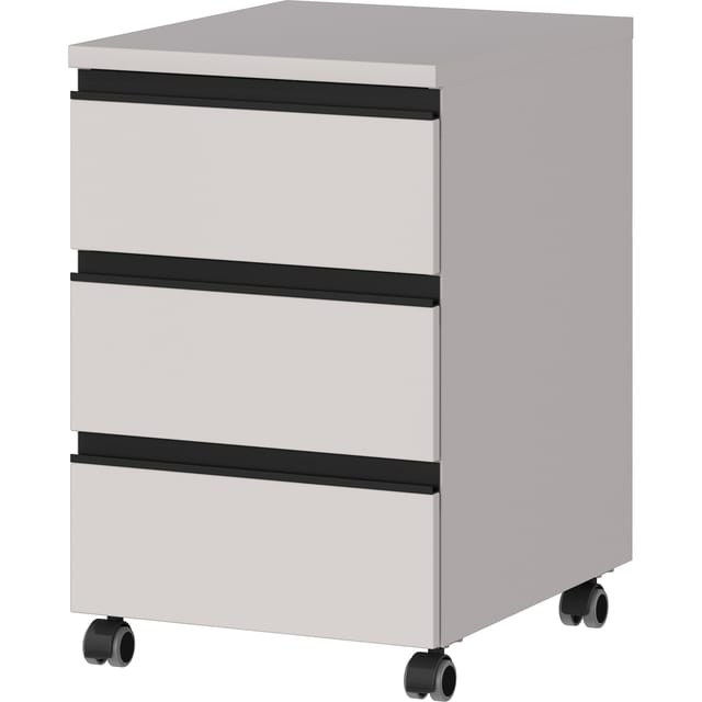 Rollcontainer 3 Schubladen Soft-Close 40x63x50 cm Bürocontainer Greige Mobil auf Rollen Made in Germany Büromöbel "Stuttgart" Kadima Design