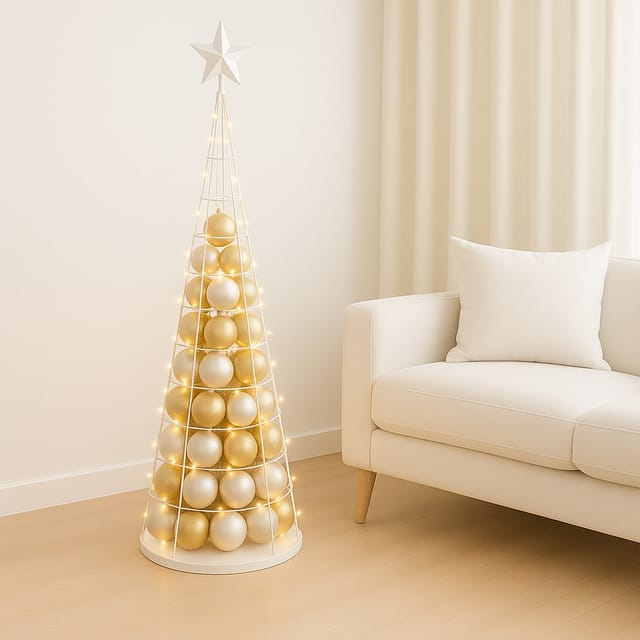 Deko-Baum MCW-O91, Weihnachtsbaum Schmuckbaum Weihnachtsdeko Christbaum zum Beschmücken, Metall 160cm ~ weiß