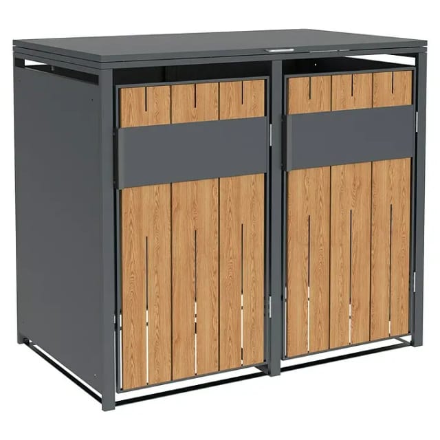 Westmann Mülltonnenbox Varius 2 2 x 240L Anthrazit & Holzoptik 80x132x116cm