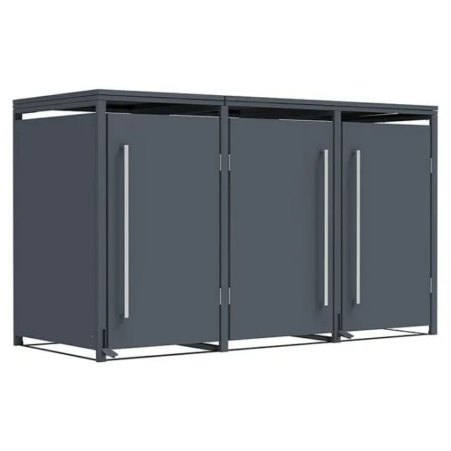 Westmann Mülltonnenbox Pedura 3 3x 240L mit Fußpedal Anthrazit 80x199x116cm